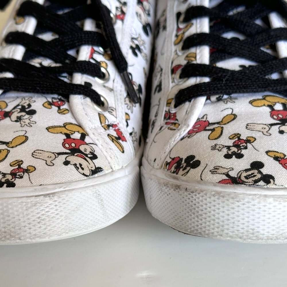 DISNEY Mickey Mouse All Over Canvas Shoes Women's Sz 8 Shoes Low White Sneakers - Picture 6 of 10